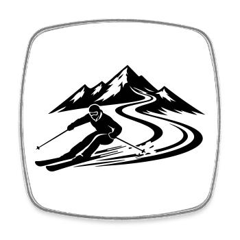 Ski Berge Piste - Viereckiger Kühlschrankmagnet - Weiß - Vorne