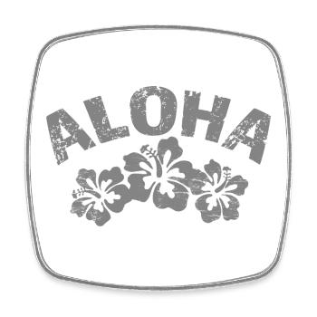 Aloha Hibiskus Design – Blütenornament - Viereckiger Kühlschrankmagnet - Weiß - Vorne