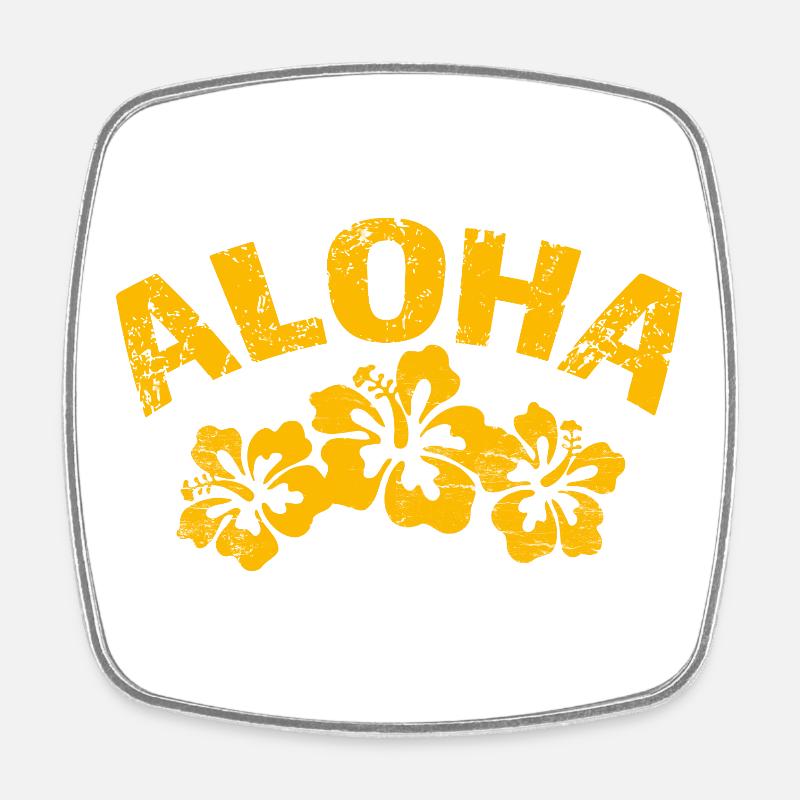 Aloha Hibiscus Tropical Print - Square fridge magnet - white