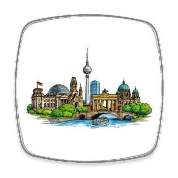 Skyline de Berlin - Magnet carré - blanc - Devant