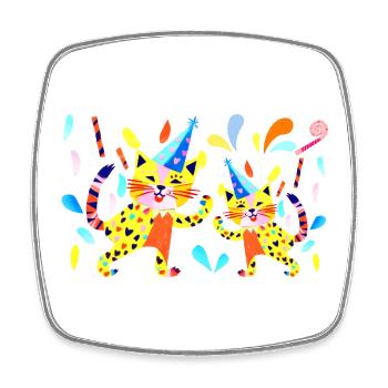 Party Cats Neon Colors - Square fridge magnet - white - Front