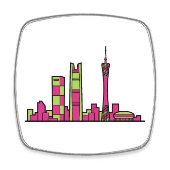 Guangzhou City Skyline Kanton Turmlinie Kunst - Viereckiger Kühlschrankmagnet - Weiß - Vorne
