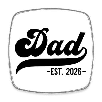 Für stolze Väter – Dad EST. 2026 - Viereckiger Kühlschrankmagnet - Weiß - Vorne