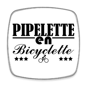 Pipelette auf einem Fahrrad - Viereckiger Kühlschrankmagnet - Weiß - Vorne