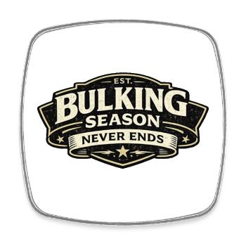 Badge de la saison de prise de masse ne s’arrête jamais - Magnet carré - blanc - Devant