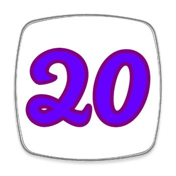 20. 20e ANNIVERSAIRE. ANNIVERSAIRE 20 ANS. 20 ANS. - Magnet carré - blanc - Devant