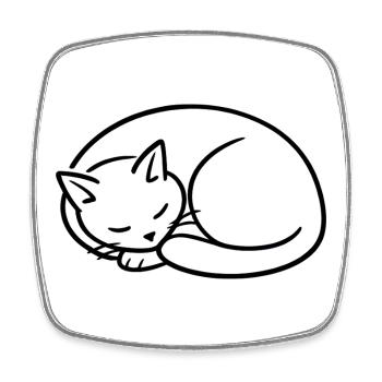 Schlafende Katze Linienstudie - Viereckiger Kühlschrankmagnet - Weiß - Vorne