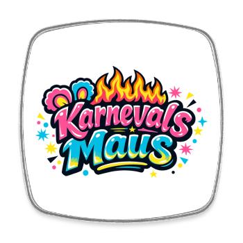 Jeck de la souris de carnaval - motif de l’Alaaf de Cologne - Magnet carré - blanc - Devant
