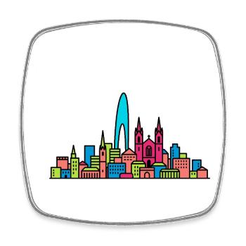 Geneva City Skyline Jet d'Eau Moderne Kunst - Viereckiger Kühlschrankmagnet - Weiß - Vorne