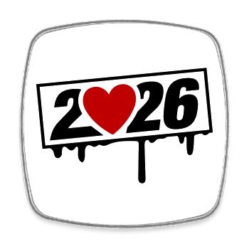 2026 year Heart - Square fridge magnet - white - Front