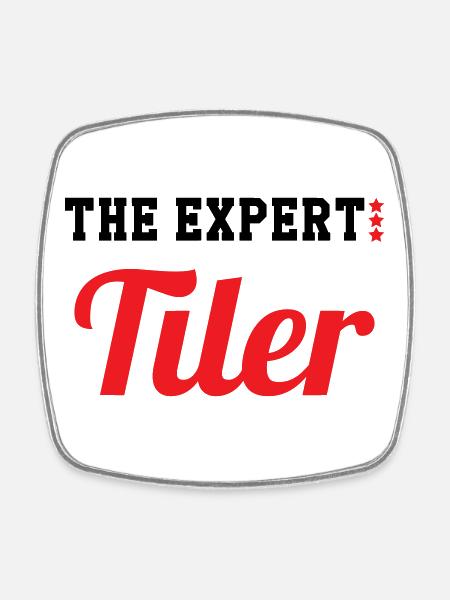 Expert tiler – pro tile laying precision - Square fridge magnet - white