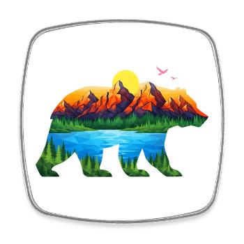Geometrischer Bergbär Landschaft - Viereckiger Kühlschrankmagnet - Weiß - Vorne