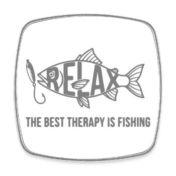 Fishing is therapy - Square fridge magnet - white - Front