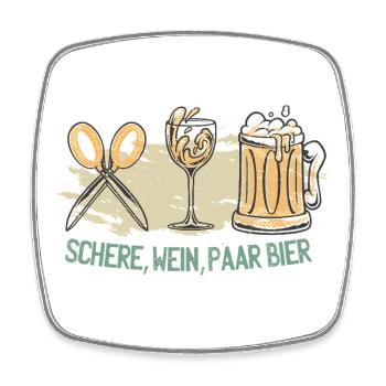 Bière de couple Vin Ciseaux - Magnet carré - blanc - Devant
