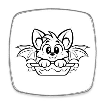 Cute bat in the bathtub - Square fridge magnet - white - Front