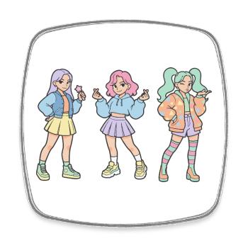 Kpop Koreanische Musik Süßes Korea-Mädchen Kpop-Fans Finger - Viereckiger Kühlschrankmagnet - Weiß - Vorne