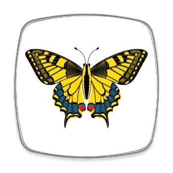 Schmetterling – Papillon - Magnet carré - blanc - Devant