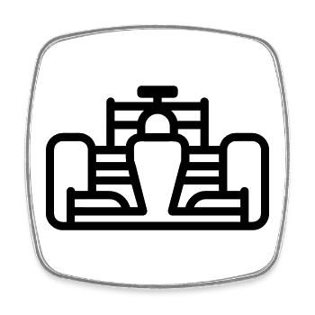 voiture de course - Magnet carré - blanc - Devant