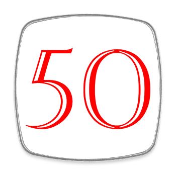 50. 50 JAHRE. 50-JÄHRIGES JUBILÄUM. 50-JÄHRIGES JUBILÄUM. - Viereckiger Kühlschrankmagnet - Weiß - Vorne