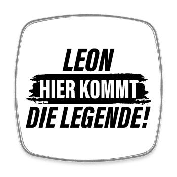 Leon hier kommt die Legende - Viereckiger Kühlschrankmagnet - Weiß - Vorne