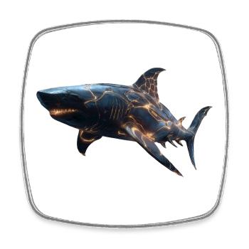 Cybershark – Pouvoir futuriste des profondeurs - Magnet carré - blanc - Devant