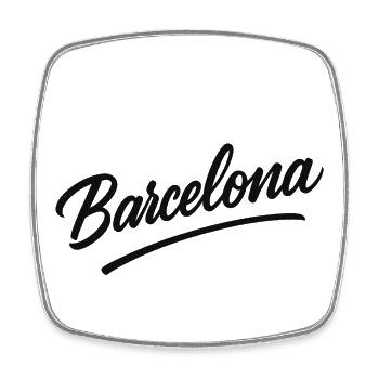 Script Barcelone avec ligne d’arc - Magnet carré - blanc - Devant