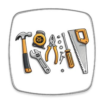 Werkzeug Illustration für Handwerker - Viereckiger Kühlschrankmagnet - Weiß - Vorne