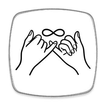 Pinkie Promise Infinity Minimal Line Art Design - Square fridge magnet - white - Front