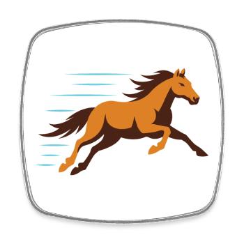 Cheval de course dans le vent – Style vintage - Magnet carré - blanc - Devant