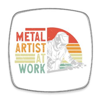 Artiste métal au travail - Magnet carré - blanc - Devant