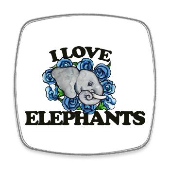 I Love Elephants and Blue Roses - Square fridge magnet - white - Front