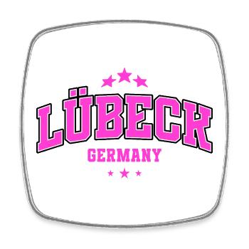 Lübeck Pink City Logo - Square fridge magnet - white - Front