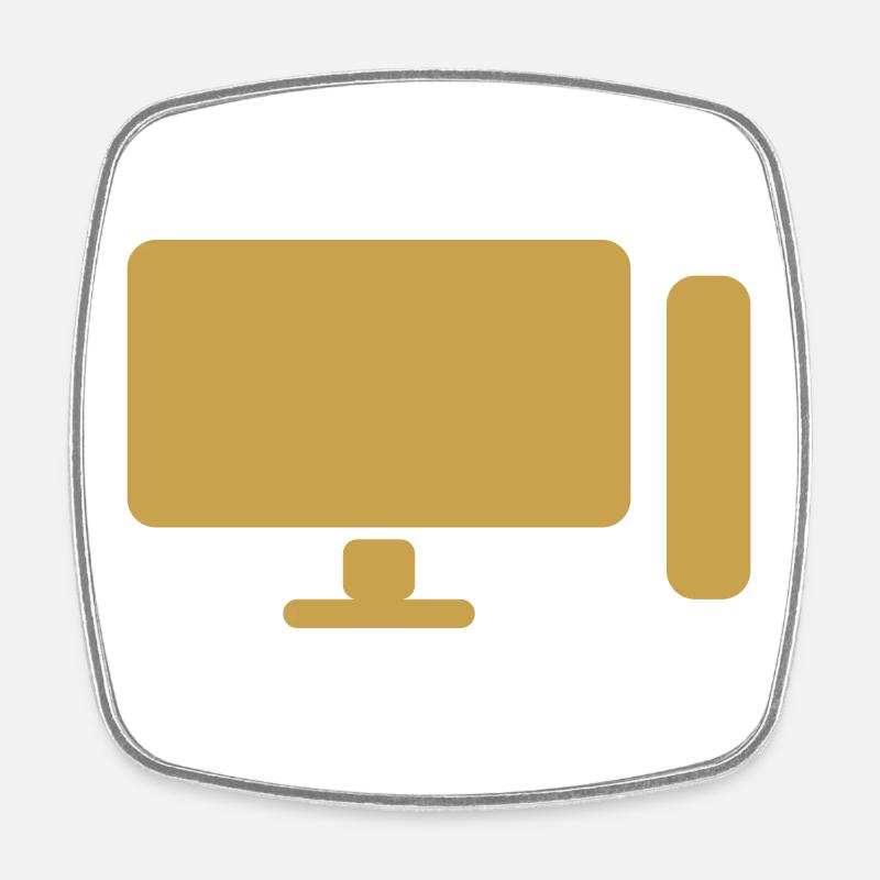 Minimal PC Setup Icon – Gamer Design - Square fridge magnet - white
