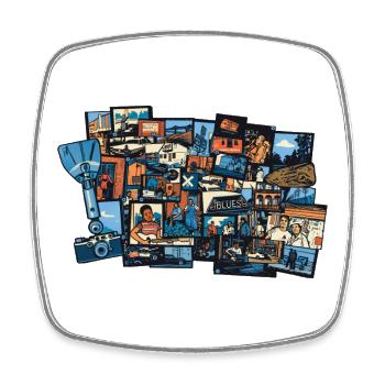 THE BLUES ROAD #2 – Ton & Bild - Viereckiger Kühlschrankmagnet - Weiß - Vorne