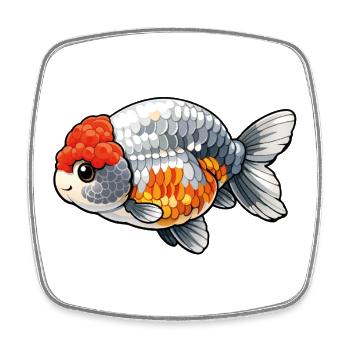 SUPER FAT RANCHU© Silver Red Wen Ranchu Goldfish - Viereckiger Kühlschrankmagnet - Weiß - Vorne