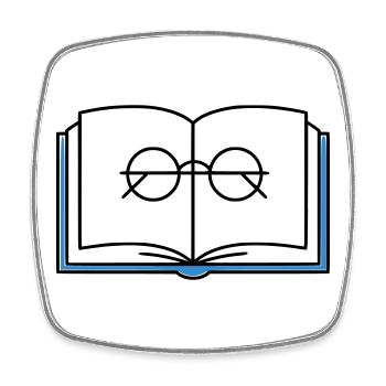 École des Lunettes à Livre Ouvert - Magnet carré - blanc - Devant