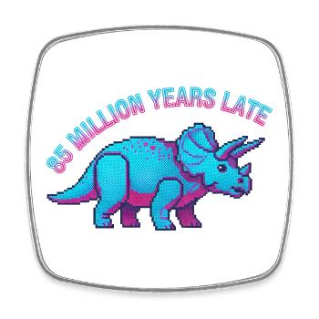 Neon-Pixel Triceratops 85 Millionen Jahre zu spät - Viereckiger Kühlschrankmagnet - Weiß - Vorne