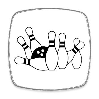 Pilules de bowling et boule - Magnet carré - blanc - Devant
