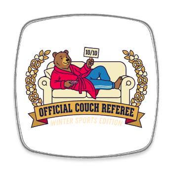 Arbitre officiel de canapé Bear - Magnet carré - blanc - Devant