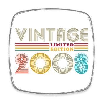 2008 Vintage Rétro Cadeau d’anniversaire - Magnet carré - blanc - Devant