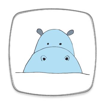 Blauer Hippo Blickfang - Viereckiger Kühlschrankmagnet - Weiß - Vorne