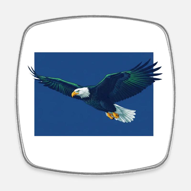 Eagle Flight in Blue Sky, Seattle, Seahawks - Square fridge magnet - white
