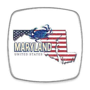 Maryland Vereinigte Staaten Vintage Souvenir - Viereckiger Kühlschrankmagnet - Weiß - Vorne