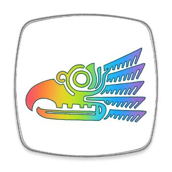Tête d'oiseau tribal multicolore - Magnet carré - blanc - Devant