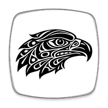 Tribal Adlerkopf – Kraftvolles Schwarz-Weiß-Design - Viereckiger Kühlschrankmagnet - Weiß - Vorne