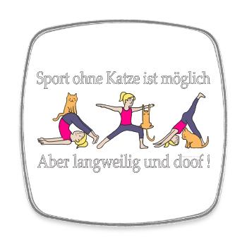 Sport mit Katze: Spaßiges Yoga-Motiv - Viereckiger Kühlschrankmagnet - Weiß - Vorne