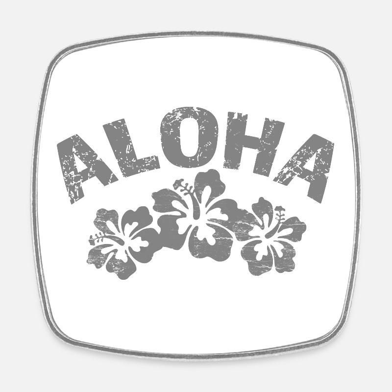 Aloha Hibiscus Tropical Design - Magnet carré - blanc