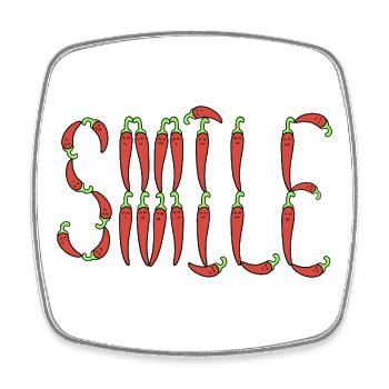 Chili smile typography - Square fridge magnet - white - Front