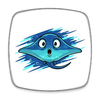 Kawaii Manta Smile Blue - Square fridge magnet - white - Front