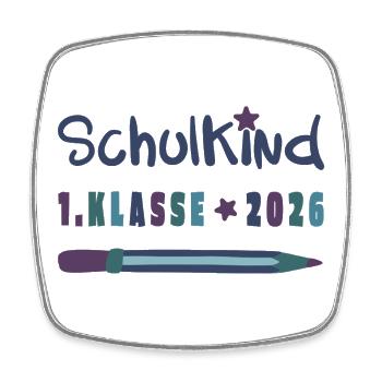 Schulkind 2026 – 1. Klasse Einschulung Stern Stift - Viereckiger Kühlschrankmagnet - Weiß - Vorne